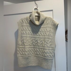 Cable Knit Turtleneck Sweater Vest
